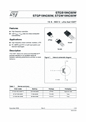 DataSheet STGP19NC60W pdf